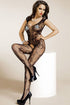 Sexy Black Floral Mesh Crotchless Bodystocking